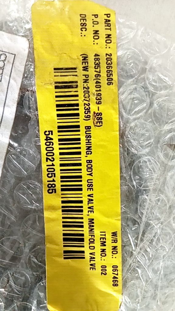(NEW PN:20372359) BUSHING, BODY USE VALVE, MANIFOLD VALVE