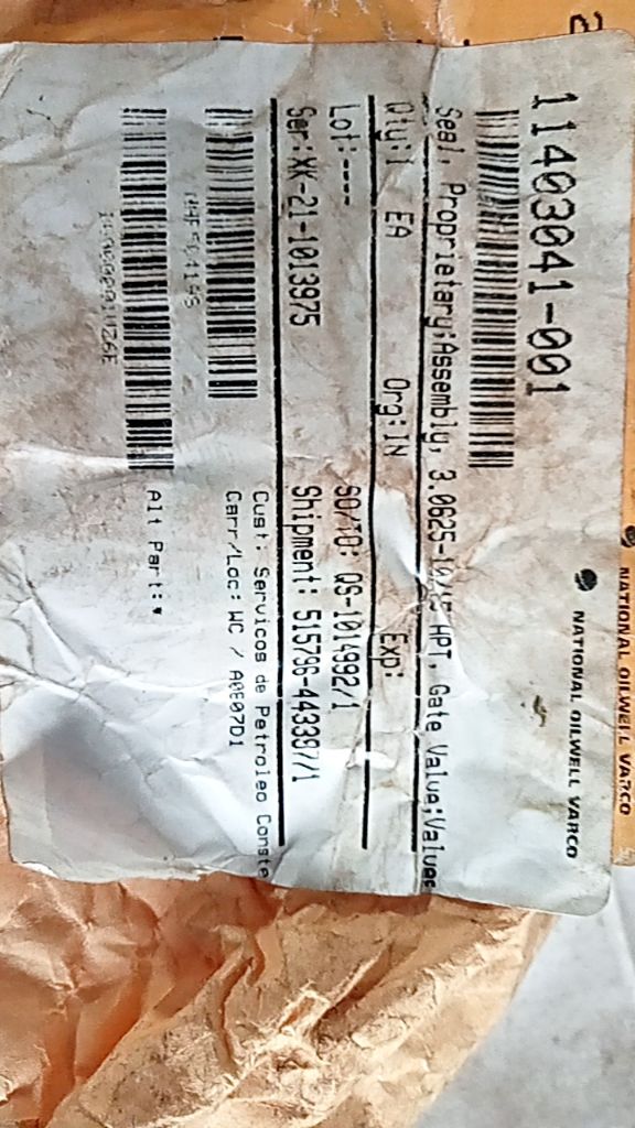 Seal, Proprietary; Assembly, 3.0625-HPT, Gate Valu