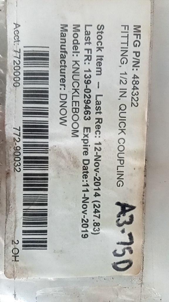 FITTING, 1/2 IN, QUICK COUPLING