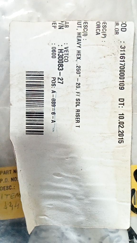 NUT, HEAVY HEX, .250"-20. FI SDL RISER T