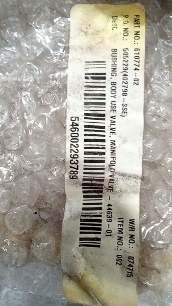 BUSHING, BODY USE VALVE, MANIFOLD VALVE - 44639-01