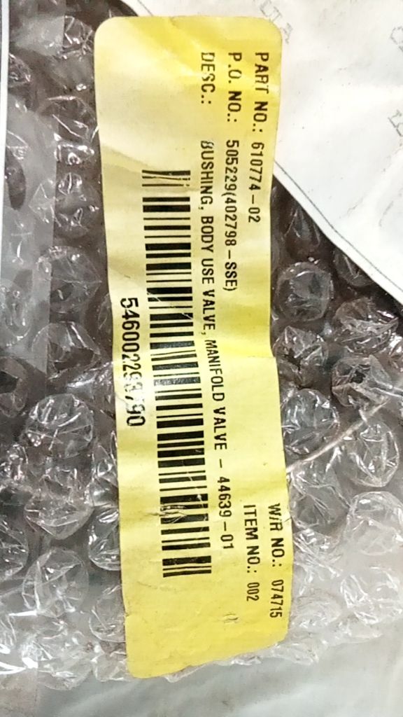 BUSHING, BODY USE VALVE, MANIFOLD VALVE - 44639-01