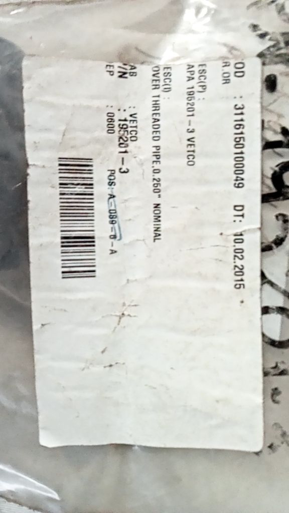 OVER THREADED PIPE.0.260" NOMINAL