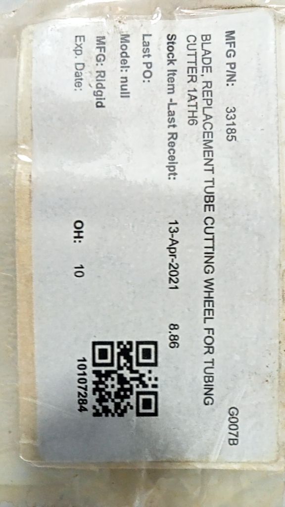 BLADE, REPLACEMENT TUBE CUTTING WHEEL