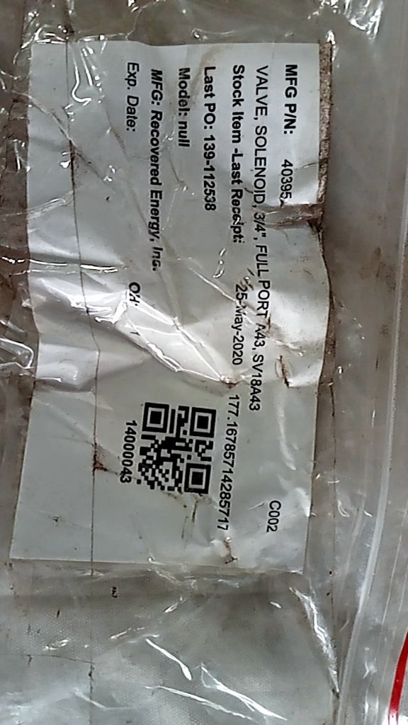 VALVE, SOLENOID, 3/4", FULL PORT A43, SV18A43