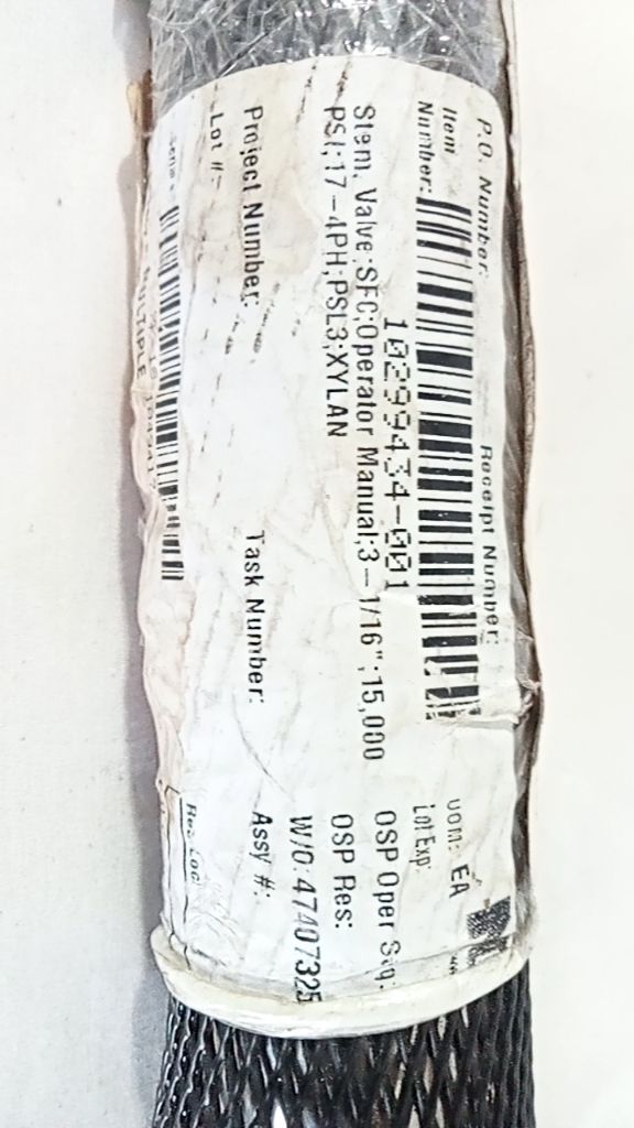 Stem, Valve SFC Operator Manual; 3 - 1/16"; 15,000 PSL; 17 - 4PH; PSL3; XYLAN
