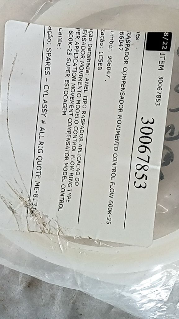 RASPADOR COMPENSADOR MOVIMENTO CONTROL FLOW 600K-25. ição Detalhada: ANEL TIPO R