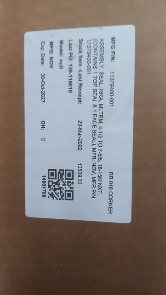 ASSEMBLY, SEAL, RRA, MLTRM, 4-12 TO 7-5/8, 18-15M NXT, (CONTAINS 1 TOP SEAL & 1 