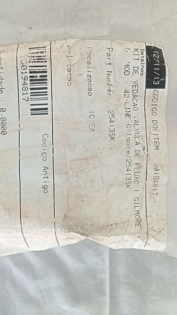 KIT DE VEDACAO VALVULA DE FLUXO