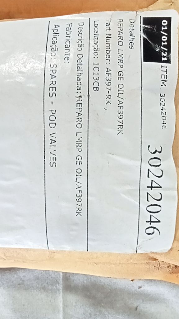 REPARO LMRP GE OIL/AF397RK, SPARES - POD VALVES
