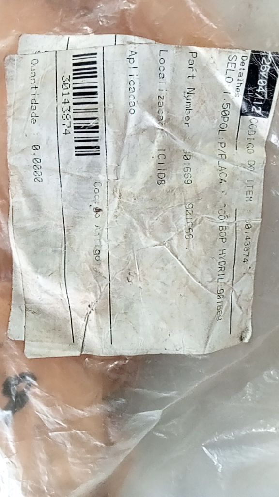 SELO 1.50POL P/PLACA, CODIGO DO ITEM: 30143874, CO1 BOP HYDRIL 901669