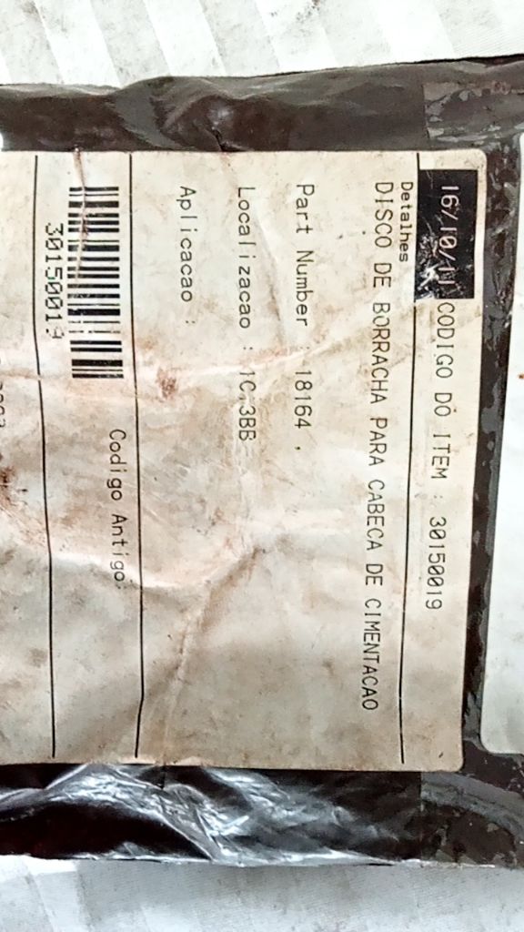 DISCO DE BORRACHA PARA CABECA DE CIMENTACAO