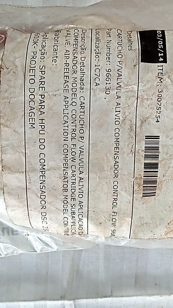 CARTUCHO P/VALVULA ALIVIO COMPENSADOR CONTROL FLOW