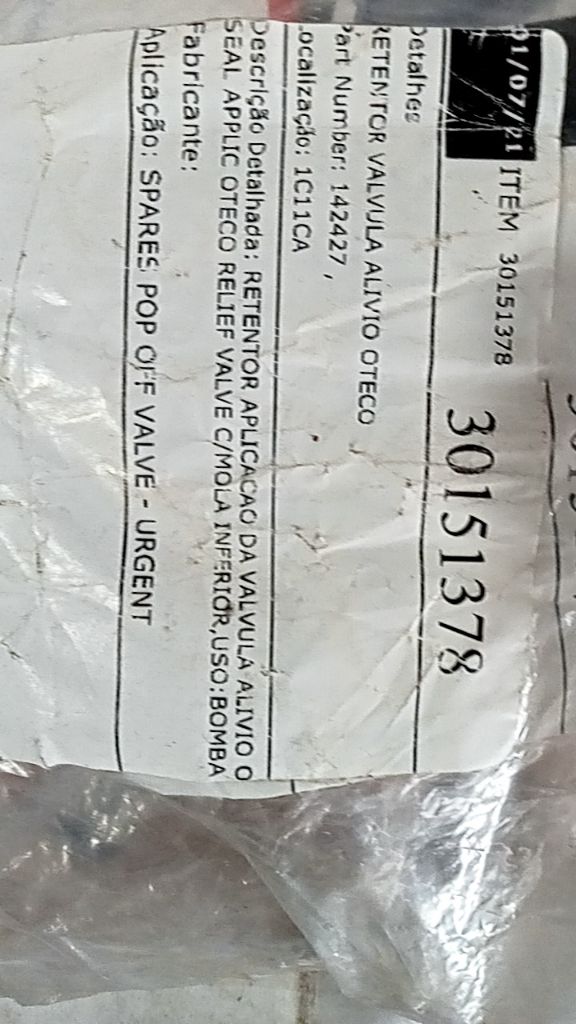 Relief Valve Retainer Seal