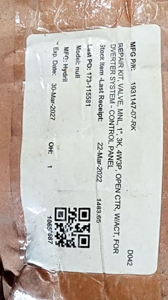 REPAIR KIT, VALVE, MNL, 1", 3K, 4W3P, OPEN CTR, W/ACT, FOR DIVERTER SYSTEM - CON