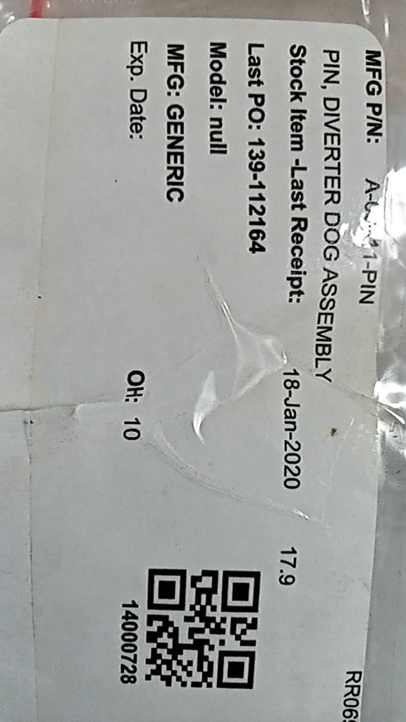PIN, DIVERTER DOG ASSEMBLY