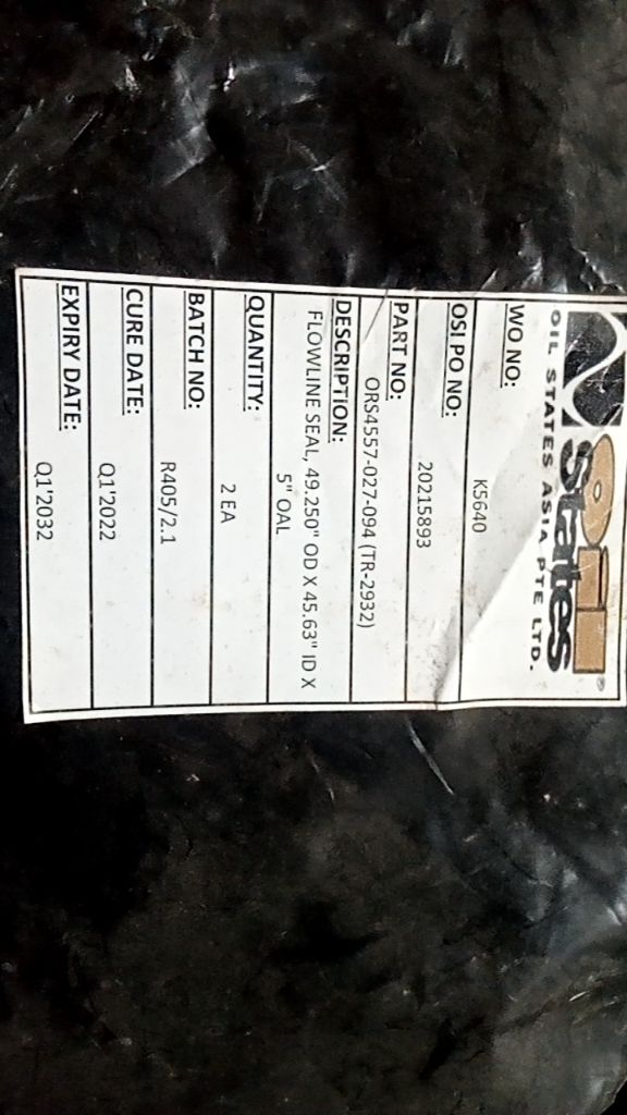 FLOWLINE SEAL, 49.250" OD X 45.63" ID X 5" OAL