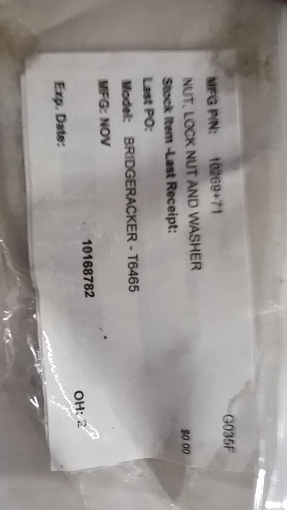 NUT, LOCK NUT AND WASHER