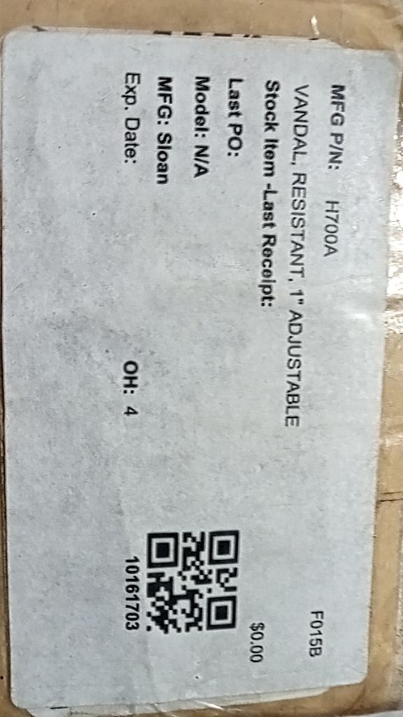 VANDAL, RESISTANT, 1" ADJUSTABLE