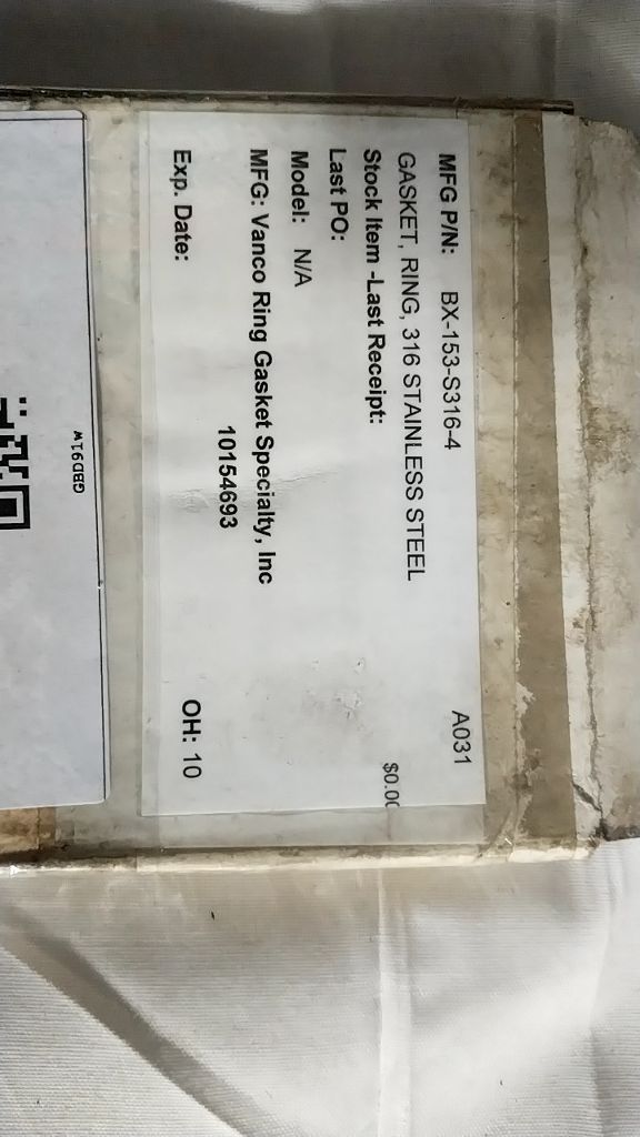 GASKET, RING, 316 STAINLESS STEEL