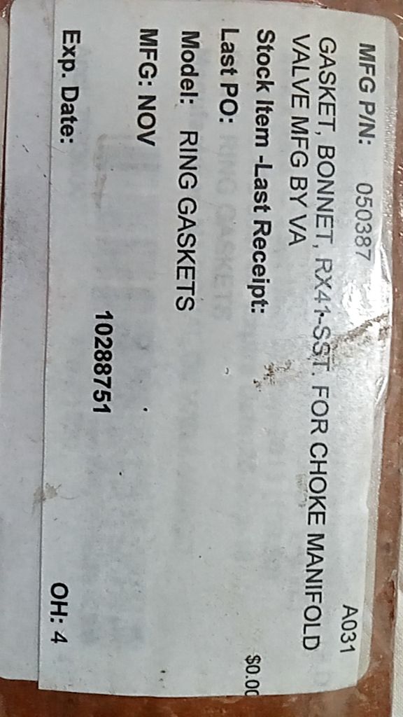GASKET, BONNET, RX41-SST. FOR CHOKE MANIFOLD