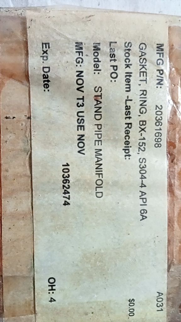 GASKET, RING, BX-152, S304-4 API 6A