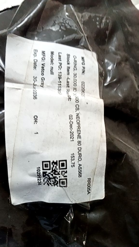 C-RING, 30.000 ID X-500 CS, NEOPRENE 80 DURO, AS568
