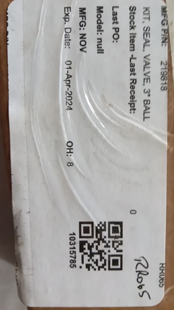 KIT, SEAL, VALVE, 3" BALL