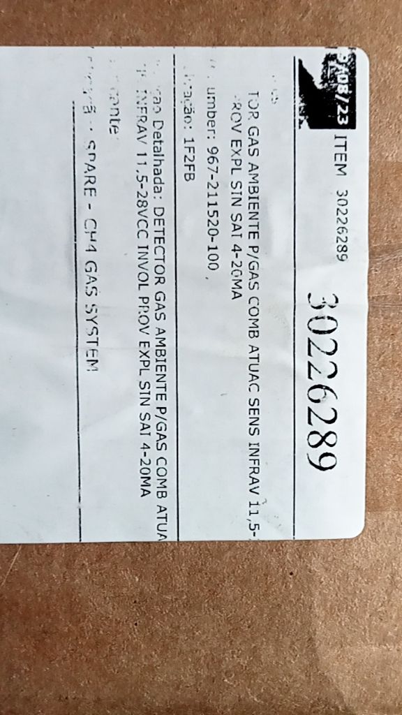 DETECTOR GAS AMBIENTE P/GAS COMB ATUA INFRAV 11.5-28VCC INVOL PROV EXPL SIN SAI 