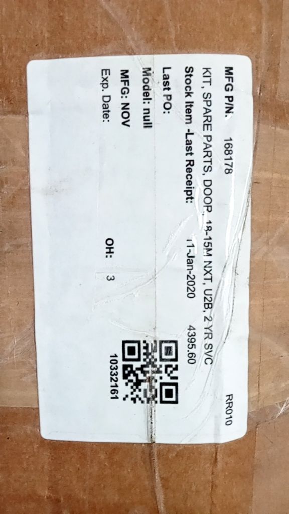 KIT, SPARE PARTS, DOOR, 18-15M NXT, U2B, 2 YR SVC