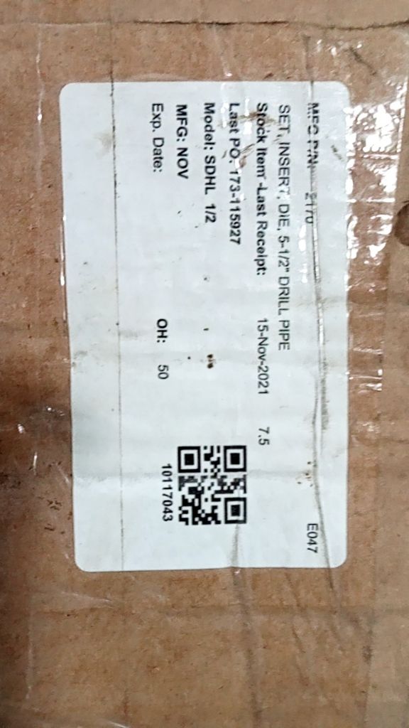 SET, INSERT, DIE, 5-1/2" DRILL PIPE