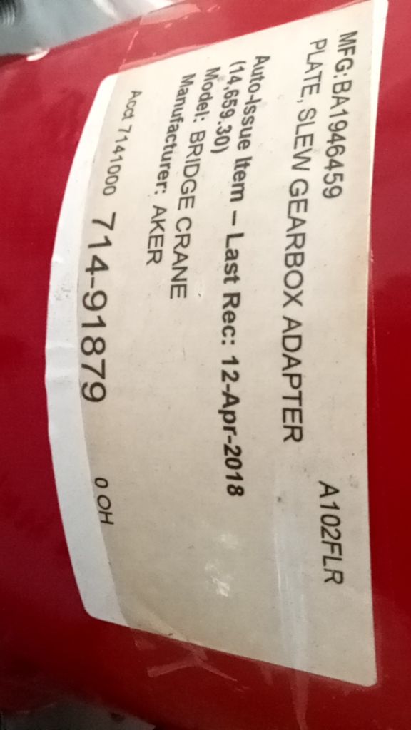 PLATE, SLEW GEARBOX ADAPTER