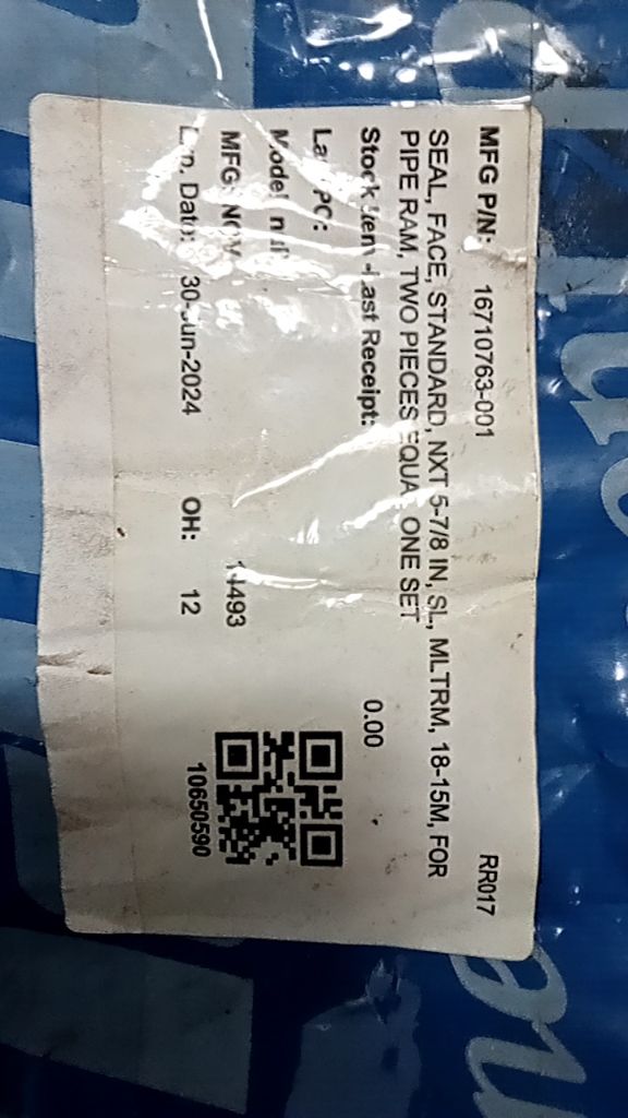 SEAL, FACE, STANDARD, NXT 5-7/8 IN, SL, MLTRM, 18-15M, FOR PIPE RAM, TWO PIECES 