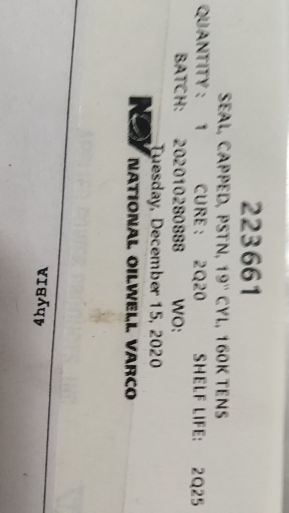 SEAL CAPPED, PSTN, 19" CYL, 160K TENS