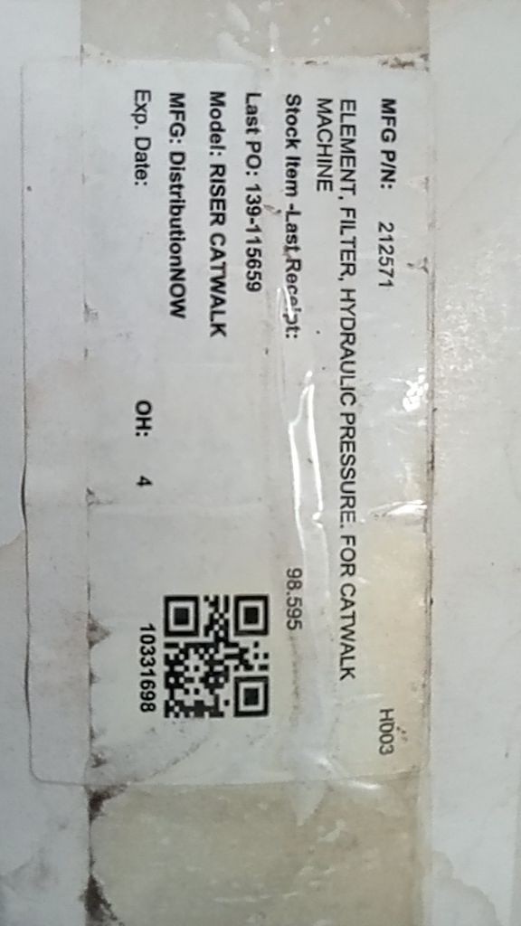 ELEMENT, FILTER, HYDRAULIC PRESSURE. FOR CATWALK MACHINE