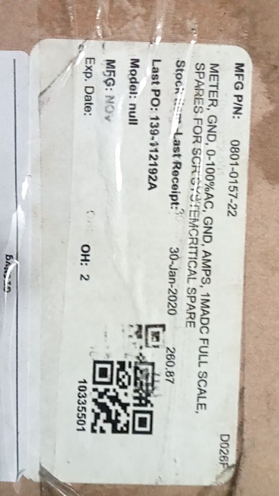 METER, GND, 0-100%AC, GND, AMPS, 1MADC FULL SCALE, SPARES FOR SCR CRITICAL SPARE