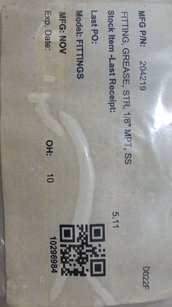 FITTING, GREASE, STR, 1/8" MPT, SS