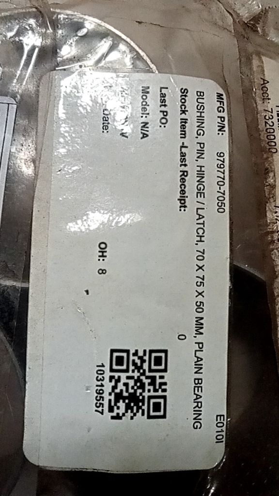 BUSHING, PIN, HINGE / LATCH, 70 X 75 X 50 MM, PLAIN BEARING