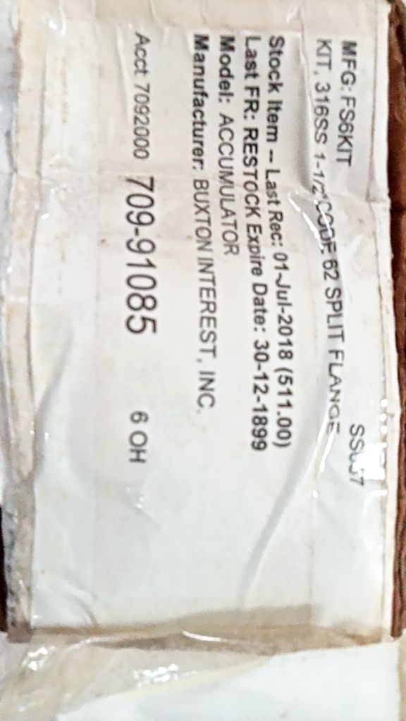 KIT, 316SS 1-1/2" CODE 62 SPLIT FLANGE SSJJ7