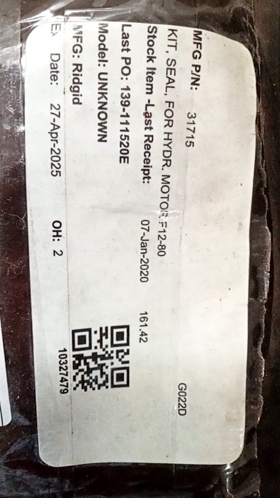 KIT, SEAL, FOR HYDR. MOTOR F12-80