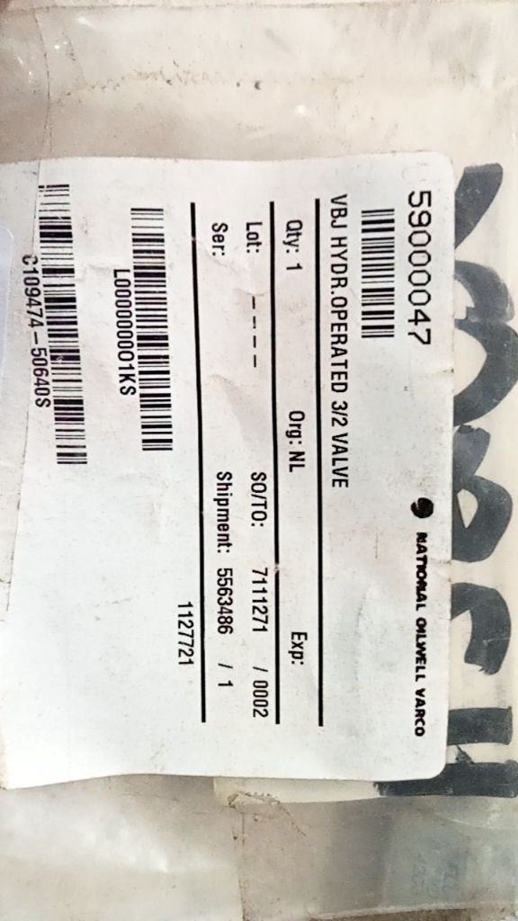 VBJ HYDR.OPERATED 3/2 VALVE