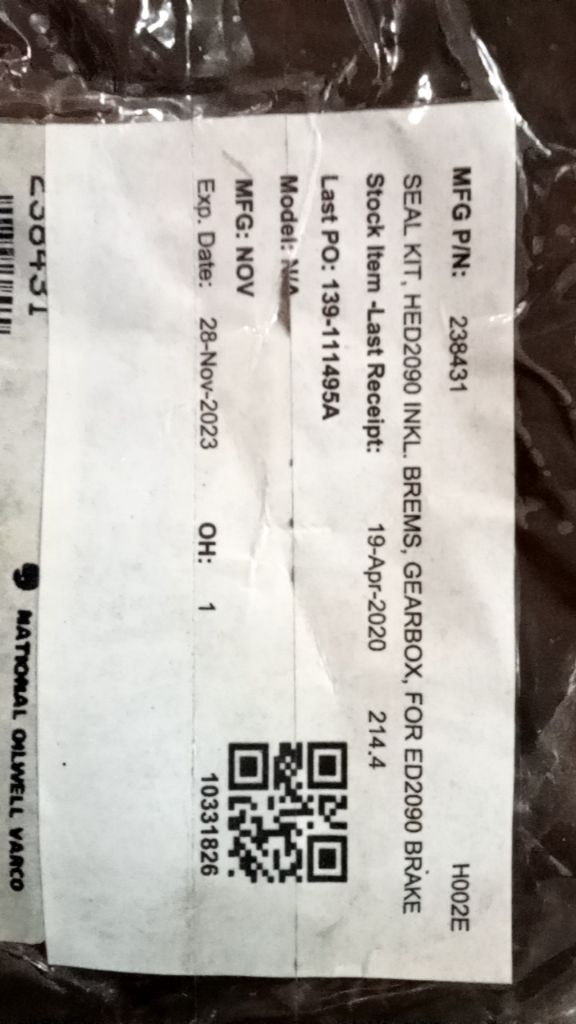 SEAL KIT, HED2090 INKL. BREMS, GEARBOX, FOR ED2090 BRAKE