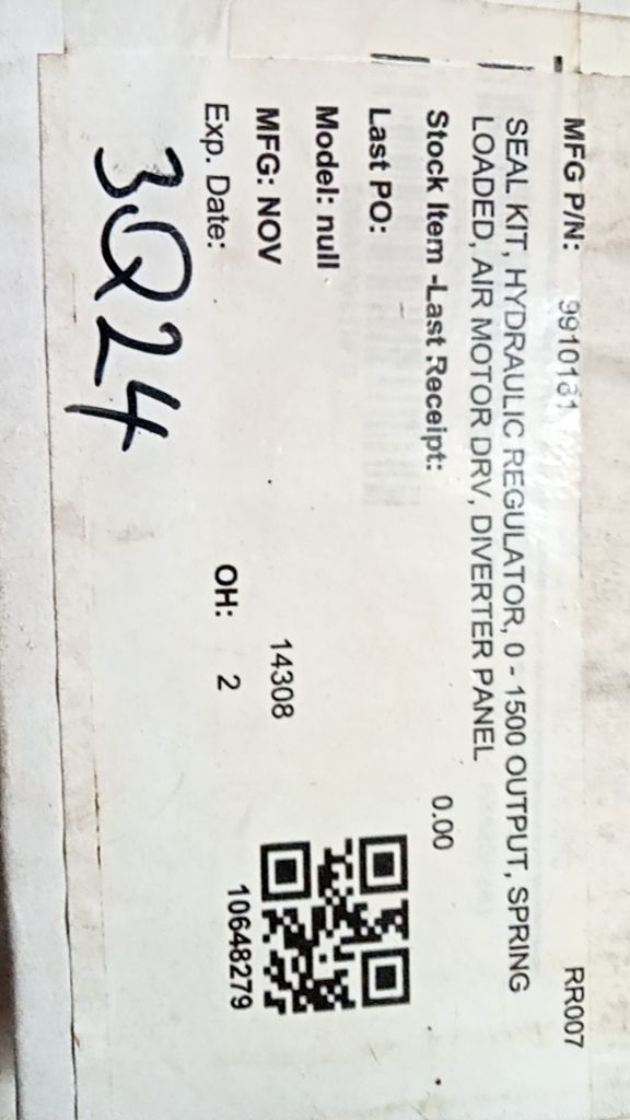 SEAL KIT, HYDRAULIC REGULATOR, 0 - 1500 OUTPUT, SPRING LOADED, AIR MOTOR DRV, DI