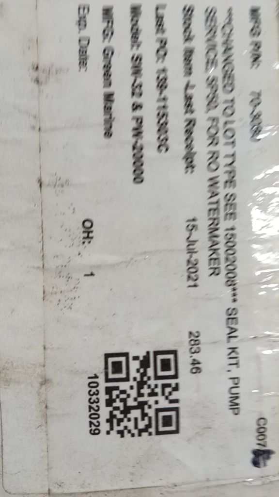 SEAL KIT, PUMP